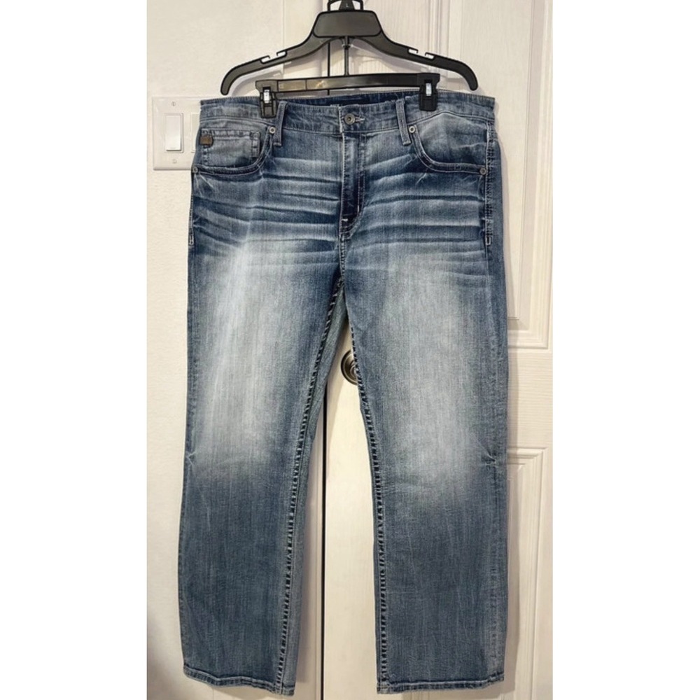 BKE Jake Men's Jeans 40x30 Y2K Whiskered Faded Medium Wash Denim Straight Leg